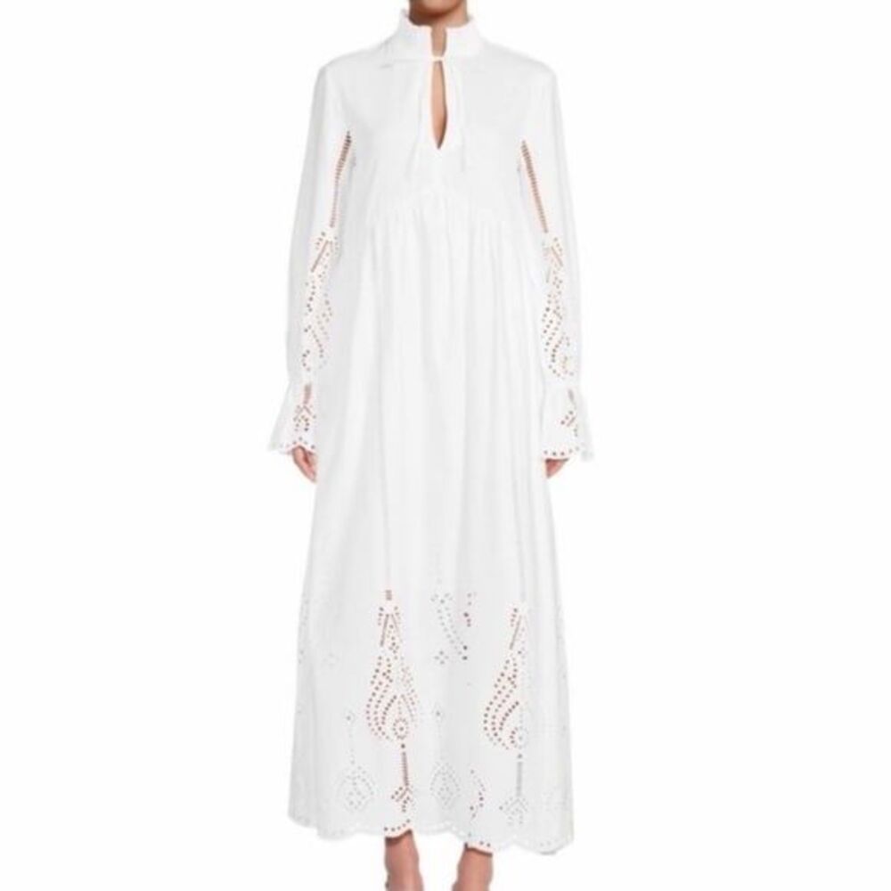 THE KOOPLES FR 2 US MEDIUM women’s The Vestíairé White Eyelet Maxi dress
